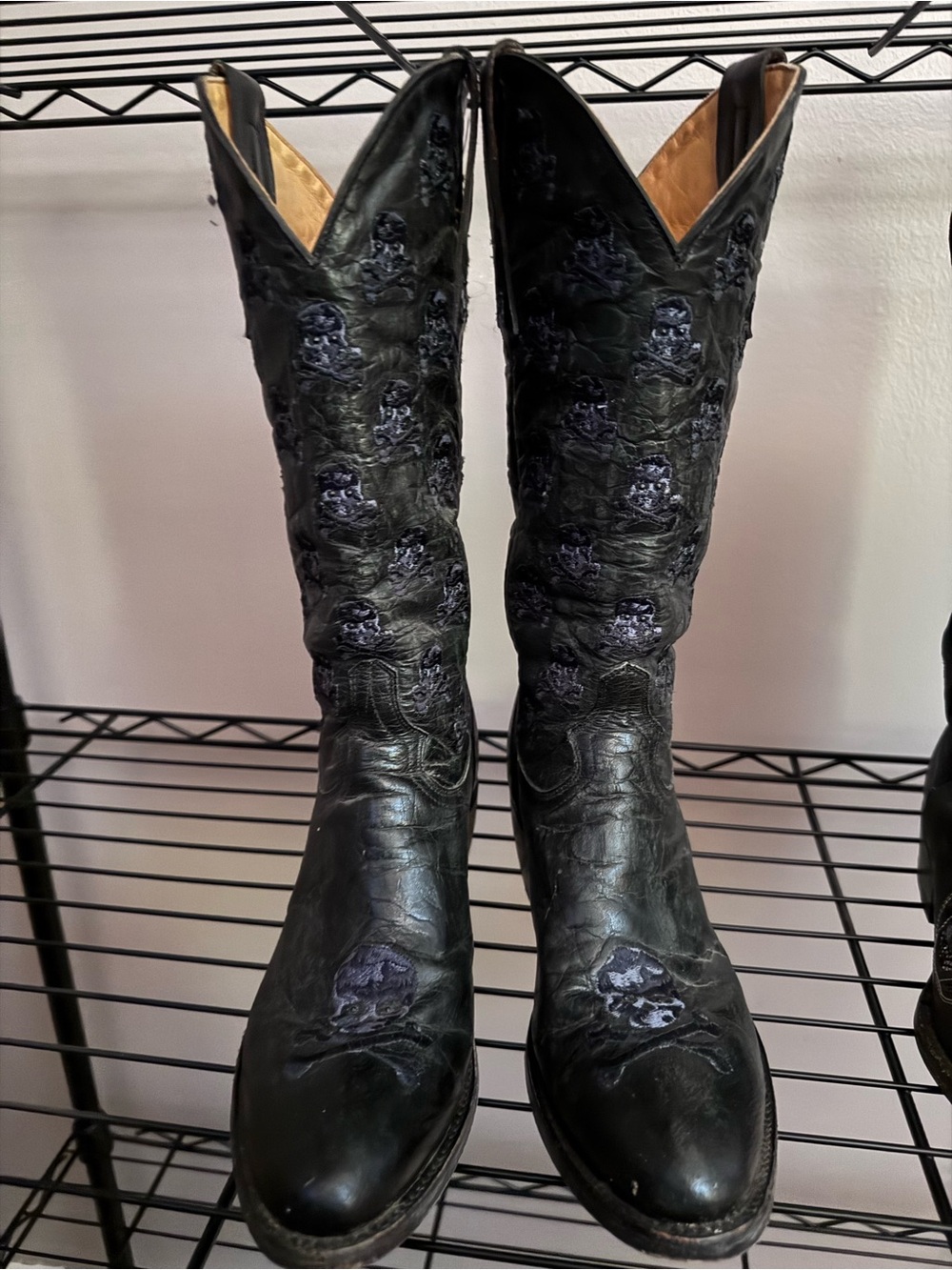Old Gringo Black Lace-Up Western Boots with Skull Embroidery
